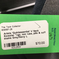'Quintessential' V Neck Sweater *vgc, mnr rubs, pills & cuff stains
