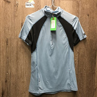 SS Sun Show Shirt, 1/2 Zip Up,Mesh *vgc, mnr rubs & pills, seam puckers, older
