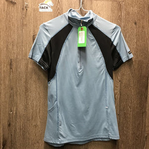 SS Sun Show Shirt, 1/2 Zip Up,Mesh *vgc, mnr rubs & pills, seam puckers, older