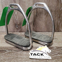 Pr Fine Hvy Stirrup Irons, grips *gc, mnr scratches, clean, stains, too big grips
