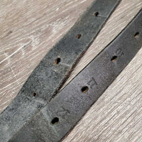 Thick Wide Stirrup Leathers, hvy Brass Buckles *gc, scrapes, xholes, clean, uneven, stiff
