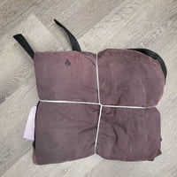 Shedrow Cotton Stable Sheet, "Pete", 0 leg/tail *gc/fair, v.faded, shrunk, repairs, rubs, mnr holes, velcro added