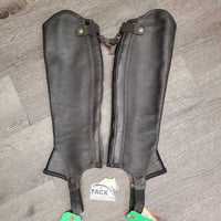 Hvy Leather Half Chaps, Back Zips *vgc/xc, clean, mnr rubs & dirt
