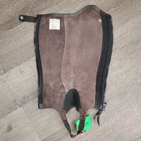 Hvy Leather Half Chaps, Back Zips *vgc/xc, clean, mnr rubs & dirt