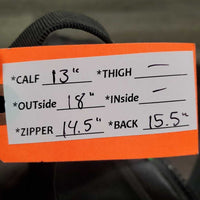 Hvy Leather Half Chaps, Back Zips *vgc/xc, clean, mnr rubs & dirt
