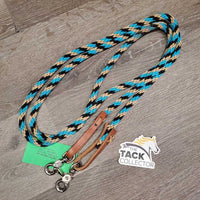 Thin Nylon Rope Loop - Round Barrel Roper Reins, leather loops, snaps *vgc, clean, mnr snags, stains & rubs
