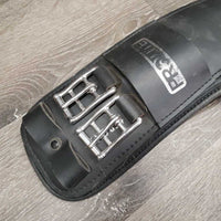 Padded Anatomical Dressage Girth, center strap *filthy, gc, hairy, faded, creases, scratches
