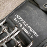 Padded Anatomical Dressage Girth, center strap *filthy, gc, hairy, faded, creases, scratches

