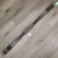 FS Leather Girth, 2x Els. D Ring *NO Velcro Fleece Liner, gc, mnr dirt & residue, hair
