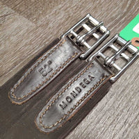 FS Leather Girth, 2x Els. D Ring *NO Velcro Fleece Liner, gc, mnr dirt & residue, hair
