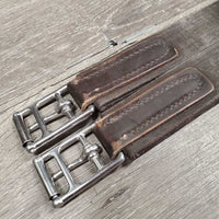 FS Leather Girth, 2x Els. D Ring *NO Velcro Fleece Liner, gc, mnr dirt & residue, hair
