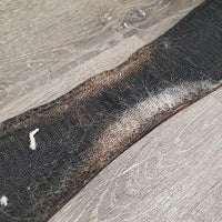 FS Leather Girth, 2x Els. D Ring *NO Velcro Fleece Liner, gc, mnr dirt & residue, hair
