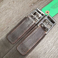FS Leather Girth, 2x Els. D Ring *NO Velcro Fleece Liner, gc, mnr dirt & residue, hair
