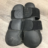Closed Front & Hind Leather Boots, velcro *vgc/xc, mnr hair & dirt
