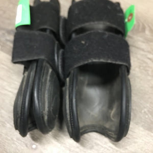 Closed Front & Hind Leather Boots, velcro *vgc/xc, mnr hair & dirt