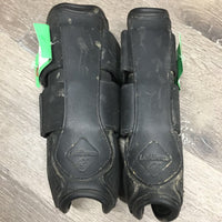 Closed Front & Hind Leather Boots, velcro *vgc/xc, mnr hair & dirt