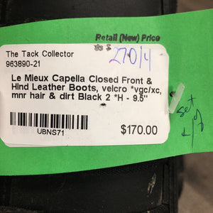 Closed Front & Hind Leather Boots, velcro *vgc/xc, mnr hair & dirt