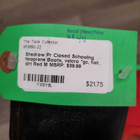 Pr Closed Schooling Neoprene Boots, velcro *gc, hairy, dirty
