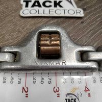 SS Double Jointed Pelham Bit, High Port Copper Roller *gc, dirt, chews, rubs, worn down edge, No Chain
