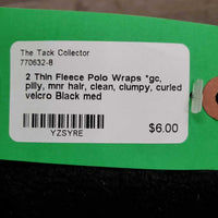 2 Thin Fleece Polo Wraps *gc, pilly, mnr hair, clean, clumpy, curled velcro
