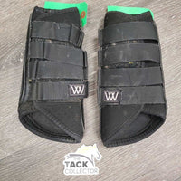 Pr Closed Neoprene Boots, velcro *gc, hair, pills, velcro threads, clean, faded, mnr dirt
