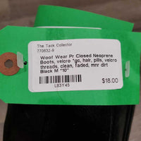 Pr Closed Neoprene Boots, velcro *gc, hair, pills, velcro threads, clean, faded, mnr dirt
