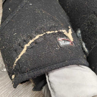 2 Quick Leg Wraps *fair, clean, TORN/MISSING velcro, holey edges, faded, mnr hair, rubs, pills & frays, smells, torn
