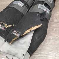 2 Quick Leg Wraps *fair, clean, TORN/MISSING velcro, holey edges, faded, mnr hair, rubs, pills & frays, smells, torn
