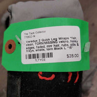 2 Quick Leg Wraps *fair, clean, TORN/MISSING velcro, holey edges, faded, mnr hair, rubs, pills & frays, smells, torn
