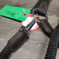 Soft Round Rope Halter, Neoprene Padded Crown, adj, snap xc/vgc, mnr dirt & hair