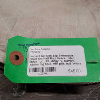 Non Slip Shimmable Quilt Gel Half Pad, fleece rolled edge *gc, dirt, dingy, v. clumpy, stains, lrg hole, mnr pills, hair
