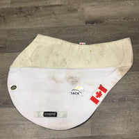 Non-Slip Shaped Saddle Pad, "Canada Flag" patch *vgc, clean, dingy, mnr stains, threads, v.rubbed edges, mnr dry material
