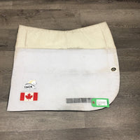 Non-Slip Dressage Saddle Pad, "Canada Flag" patch *gc, clean, stains, threads, rubbed/torn edges, mnr dry material
