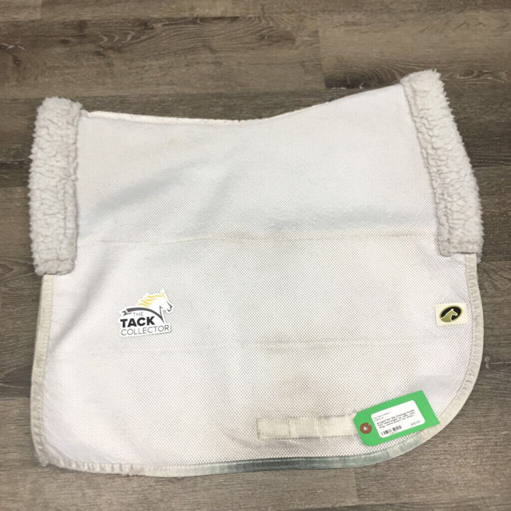 Non-Slip Dressage Saddle Pad, fleece edges *gc, older, clean, dingy, stains,clumpy, hair