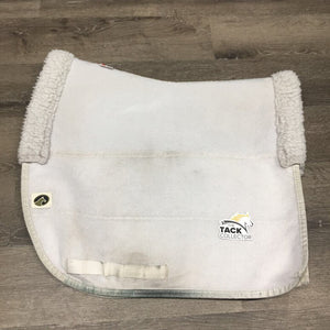 Non-Slip Dressage Saddle Pad, fleece edges *gc, older, clean, dingy, stains,clumpy, hair
