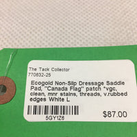 Non-Slip Dressage Saddle Pad, "Canada Flag" patch *vgc, clean, mnr stains, threads, v.rubbed edges
