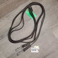 Soft Leather & Fine Nylon Rope Draw Reins, snaps *gc, dirt, rubs, frays, stains

