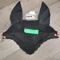 Crochet Fly Veil Ear Bonnet, 2x piping *gc, clean, curled, stains, mnr rubs, frays & hair, inside: stains, faded & dirt