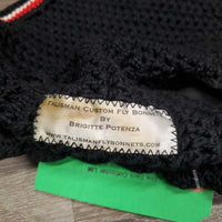 Crochet Fly Veil Ear Bonnet "2015 NAJYRC" *vgc, clean, mnr rubs, frays & hair, stains
