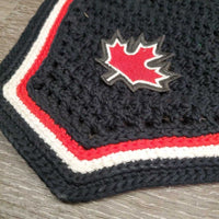 Crochet Fly Veil Ear Bonnet "2016 NAJYRC" *vgc, clean, mnr rubs, frays & hair, inside: stains, faded & dirt