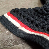 Crochet Fly Veil Ear Bonnet "2016 NAJYRC" *vgc, clean, mnr rubs, frays & hair, inside: stains, faded & dirt