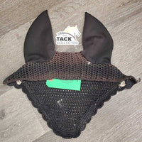 Crochet Fly Veil Ear Bonnet, Piping *gc/fair, faded, discolored, curled, rubs, frays
