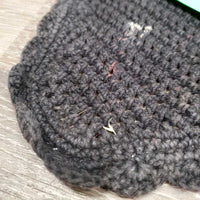 Crochet Fly Veil Ear Bonnet, Piping *gc/fair, faded, discolored, curled, rubs, frays
