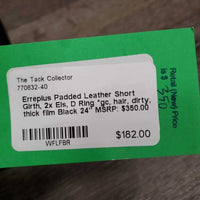 Padded Leather Short Girth, 2x Els, D Ring *gc, hair, dirty, thick film
