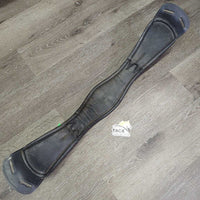 Padded Leather Dressage - Short Girth, 2x Els, D Ring *gc/fair, hair, dirty, thick film, dry, creased, cracked
