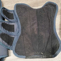 Tall Front & Hind Shipping Boots *gc, clean & dirt/residue, grassy velcro, faded, edge rubs & frays, older, mnr undone seam stitching
