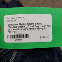 Nylon Scrim Sheet, "Omega Alpha", 0 tail *vgc, mnr hair, dirt, smell, snags, holes
