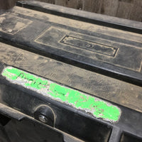 Rolling Plastic Tack Trunk *fair, cracked, dirty, tape, BROKEN/MISSING: wheel & clasp
