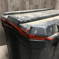 Rolling Plastic Tack Trunk *fair, cracked, dirty, tape, BROKEN/MISSING: wheel & clasp
