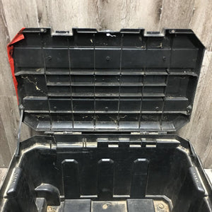 Rolling Plastic Tack Trunk *fair, cracked, dirty, tape, BROKEN/MISSING: wheel & clasp